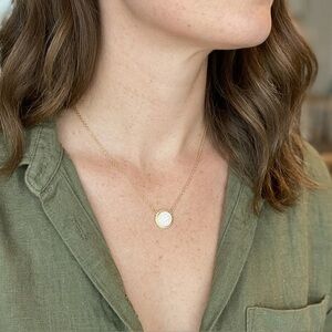 Kendra Scott Volleyball Short Pendant Necklace in White Mother-of-Pearl